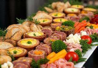 Beautifully arranged catering platter with assorted food